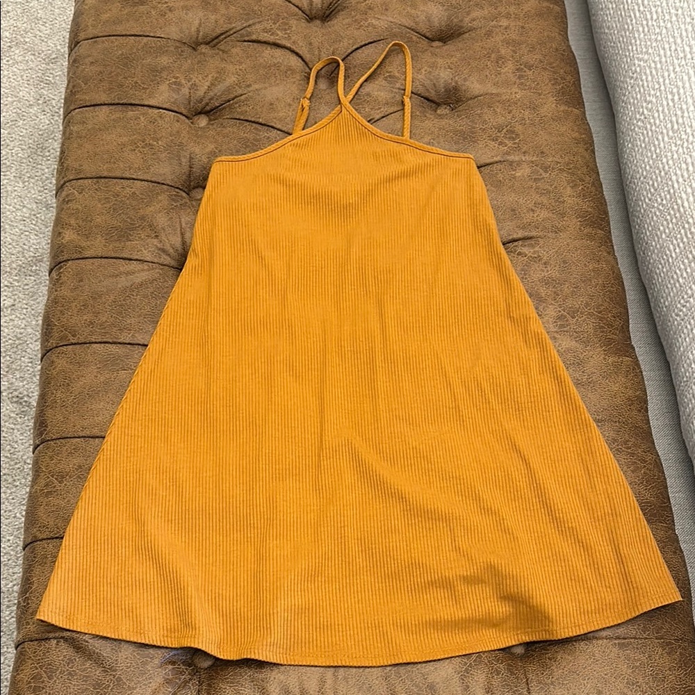 Mustard Yellow Ribbed Dress